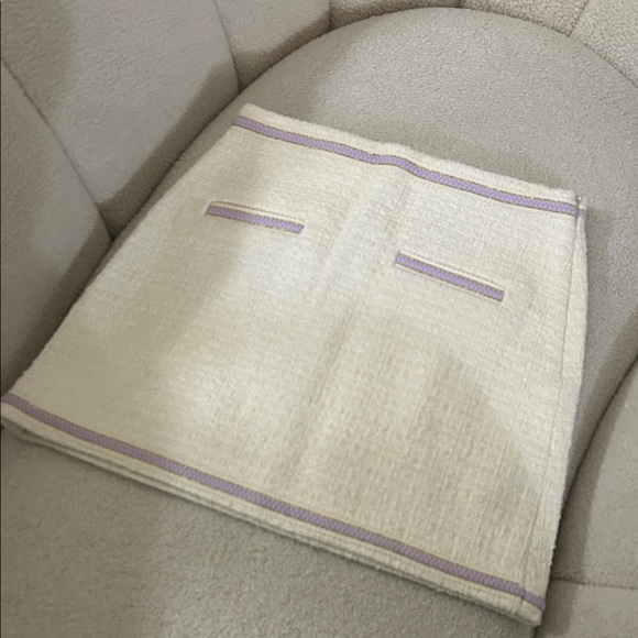 Maje Cream and Purple Mini Skirt